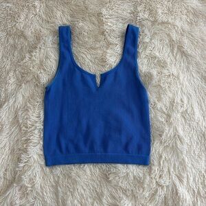 Blue Ribbed Women's Top